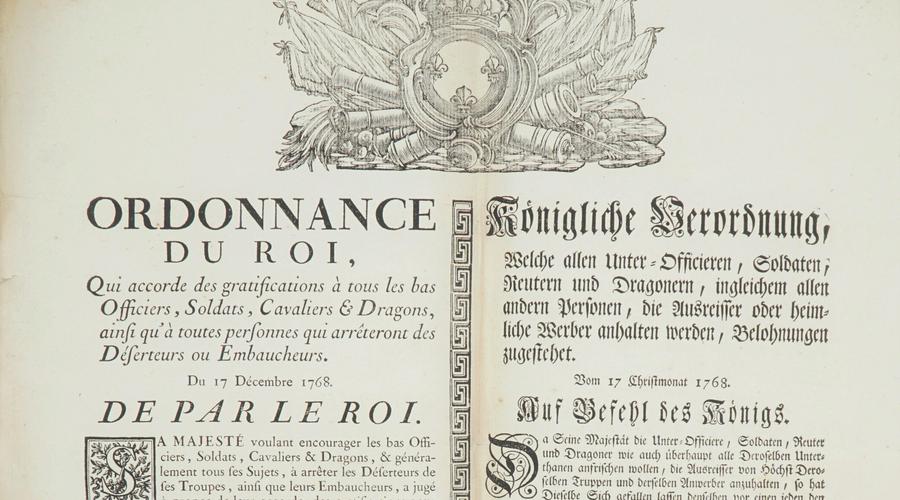 Ordonnance du chevalier Loui-Guillaume de Blair, 1768 