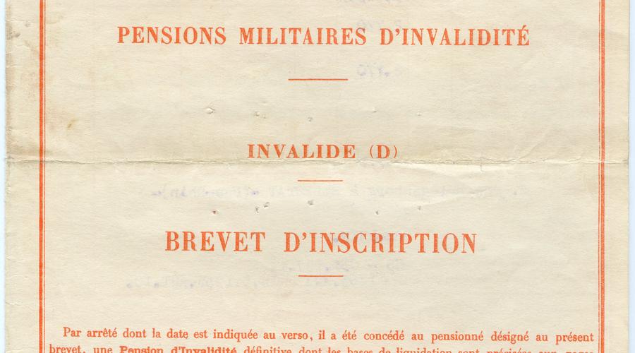 Pension militaire d'invalidité adressée à François Meusburger. 