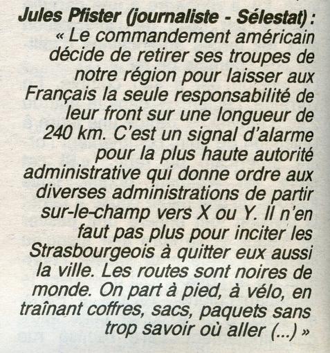Témoignage de Jules Pfister, extrait de la page du 3 Janvier 1945. 