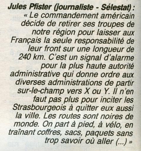 Témoignage de Jules Pfister, extrait de la page du 3 Janvier 1945. 