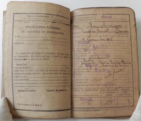Extrait du livret militaire français de François Meusburger