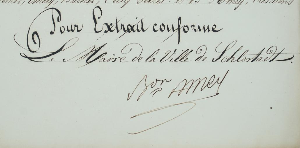 Signature de François Pierre Joseph Amey, général français de la Révolution et de l’Empire. 