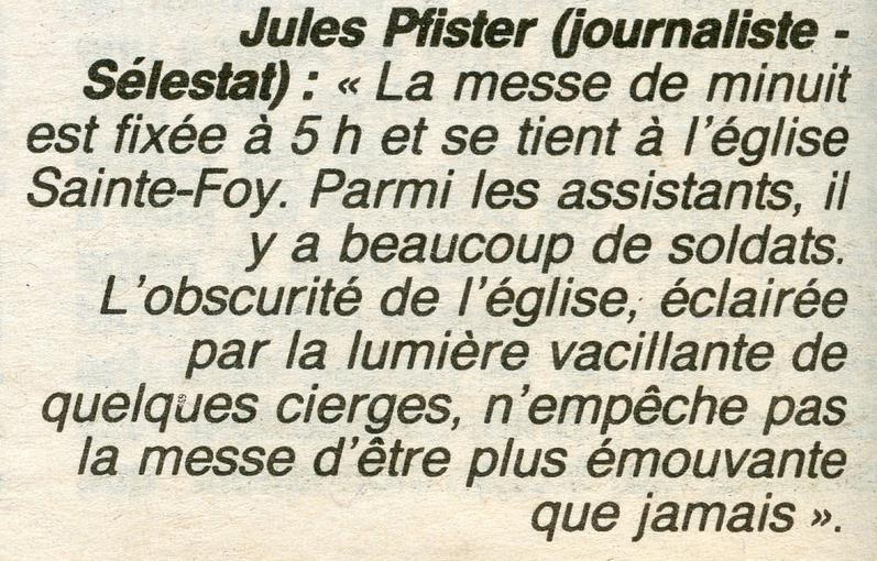 Témoignage de Jules Pfister, extrait de la page du 24 Décembre 1944. 