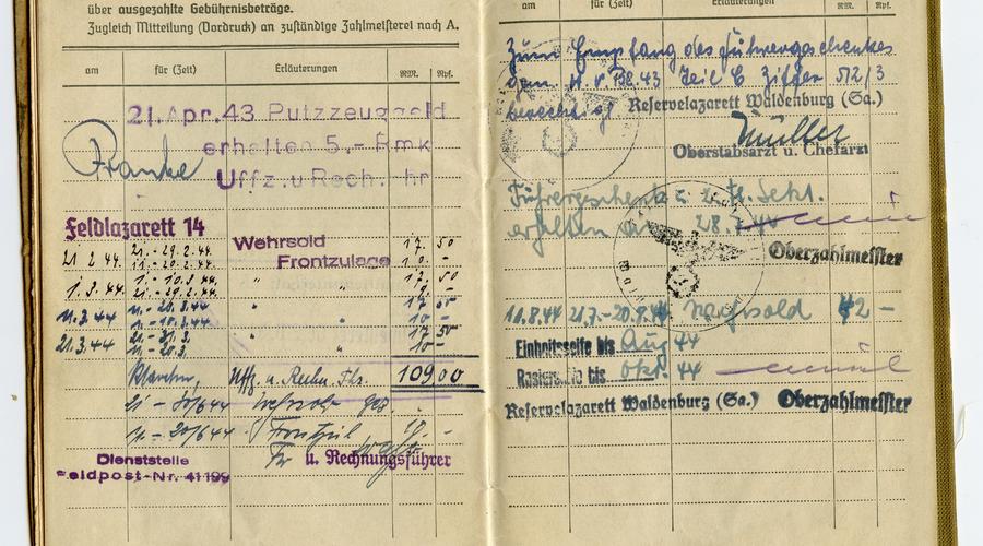 Extrait du livret militaire allemand ayant appartenu à François Meusburger.