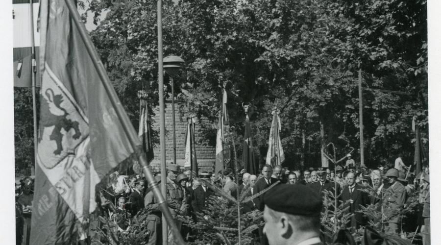 Nous pouvons apercevoir le château d'eau de Sélestat lors de la commémoration du 14 Juillet.