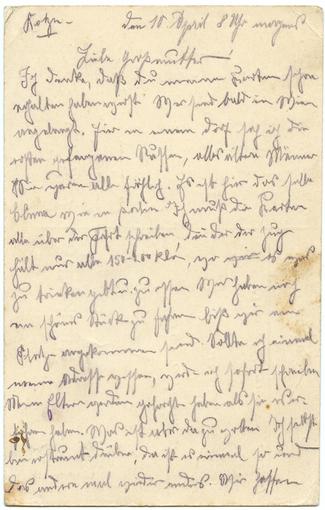 Carte envoyée par Karl Krafft à sa grand-mère. Verso