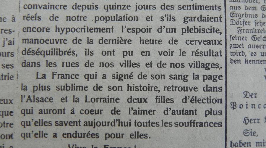 Extrait d'un article. Le 11 Décembre 1918.