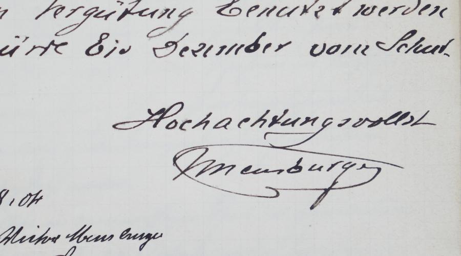 Signature de Victor Meusburger, fabricant de tuileries et briqueteries mécaniques 