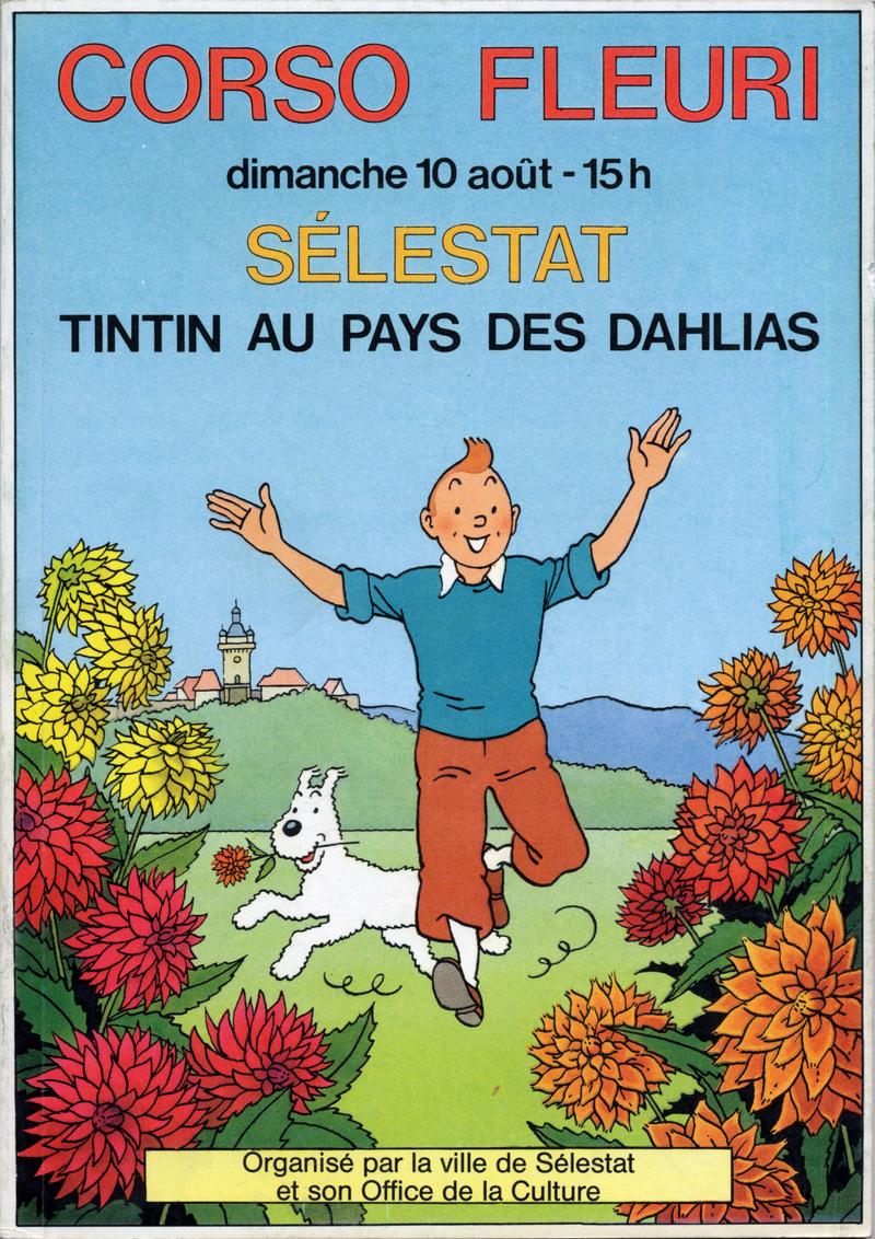 page de couverture du programme du Corso de 1986. Tintin au pays des dahlias 
