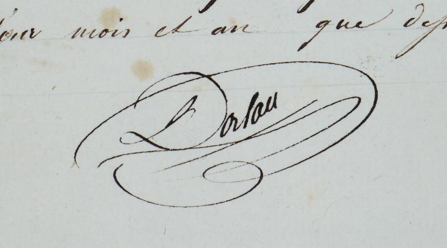 Signature de l'historien sélestadien Alexandre Dorlan 