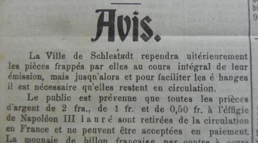 Retrait de la circulation de certaines pièces de monnaies à l'effigie de Napoléon III. Le 31 Décembre 1918.