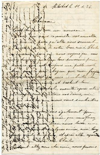 Lettre écrite par Emil Krafft à un ami de Charles (Karl) Krafft, le 11 Janvier 1926. Emil lui raconte son voyage pour se recueillir sur la tombe de son fils enterré à Uliczno-Gassendorf, en Pologne. 
