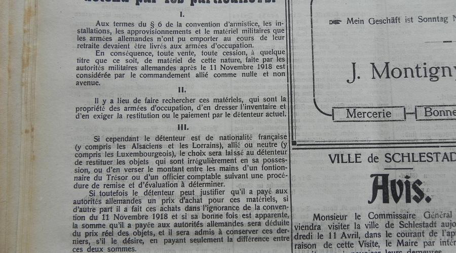 Le retour des armes allemandes aux autorités. Avril 1919.