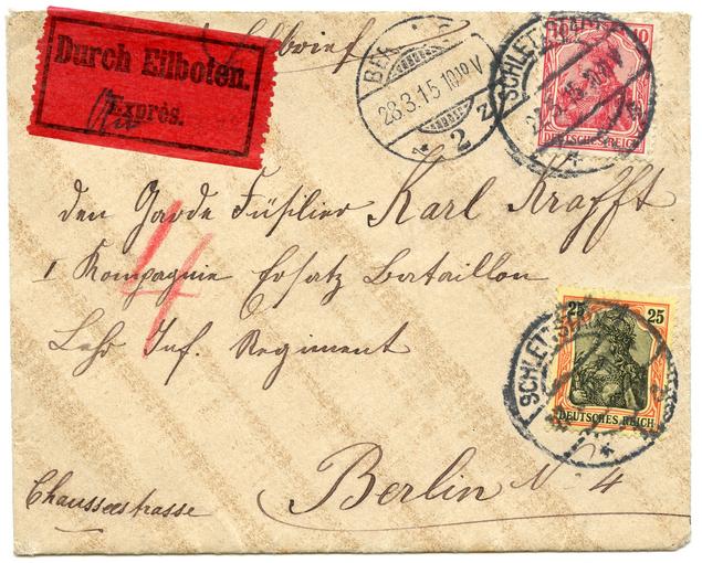 Lettre envoyée par Emil Krafft à son fils Karl Krafft le 22 Mars 1915.