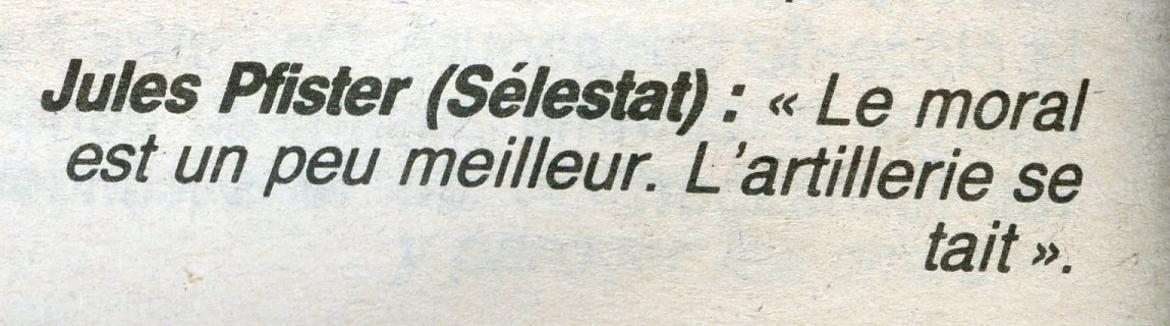 Témoignage de Jules Pfister, extrait du 15 Janvier 1945. 