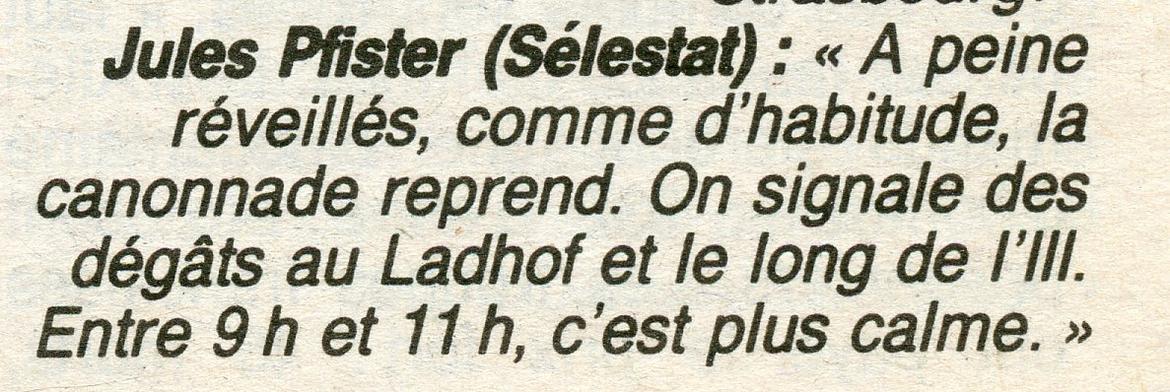 Témoignage de Jules Pfister, extrait de la page du 9 Décembre 1944. 