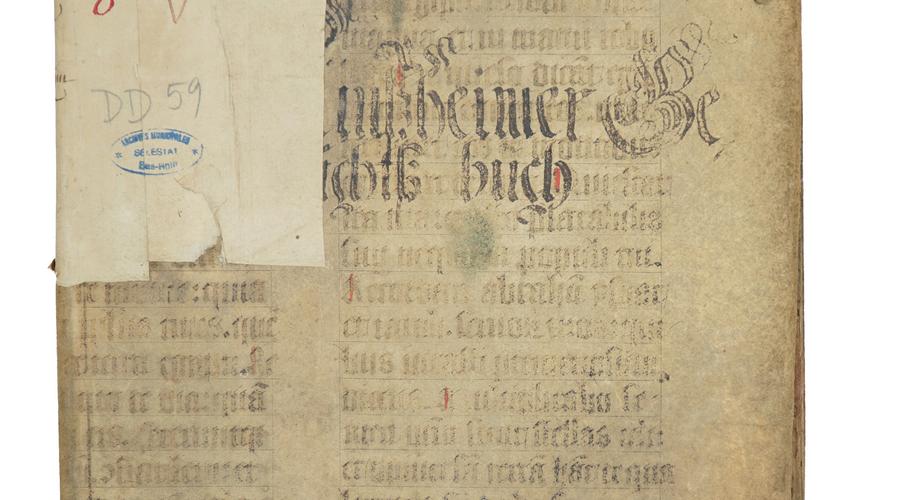 Réemploi pour renforcer la couverture de ce registre de la justice de Kintzheim, 1589-1708