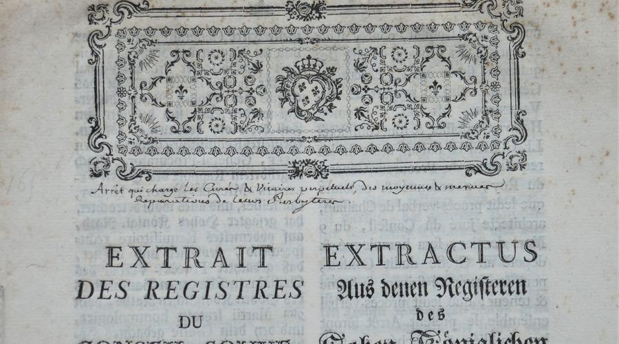 Extrait des registres du Conseil Souverain d'Alsace, 1768 