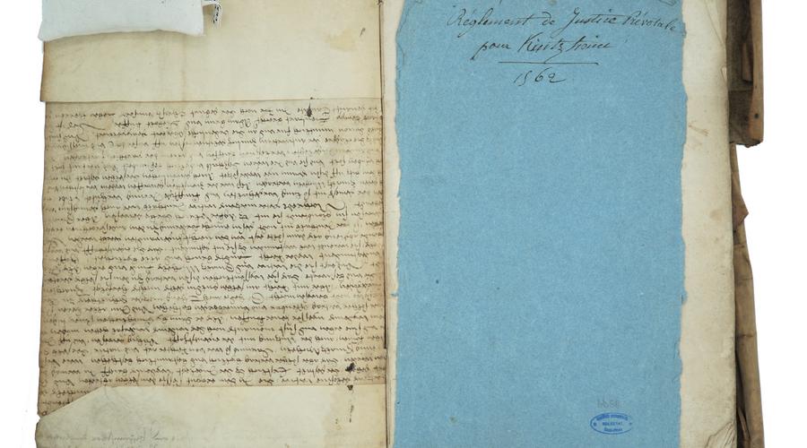 Réemploi d'un ancien registre pour ce Règlement de Justice de 1562