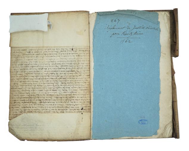 Réemploi d'un ancien registre pour ce Règlement de Justice de 1562