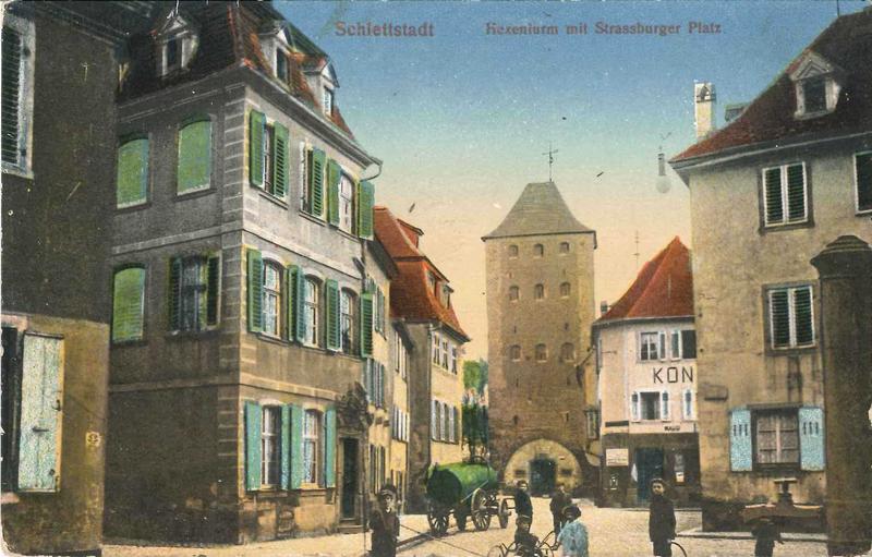 Carte postale représentant la tour des sorcières en 1817