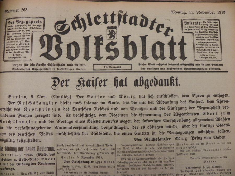 L’Écho de Schlestadt, le 11 novembre 1918