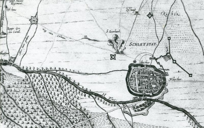 Carte de la ville de Sélestat assiegée par les suédois en 1632