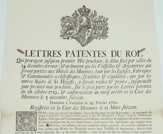 Lettres patentes du Roi, 1760