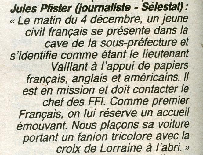 Témoignage de Jules Pfister, extrait de la page du 4 Décembre 1944. 