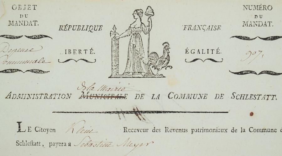 Entête de lettre de l'Administration de la Mairie de la Commune de Schlestatt