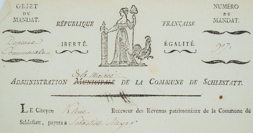 Entête de lettre de l'Administration de la Mairie de la Commune de Schlestatt